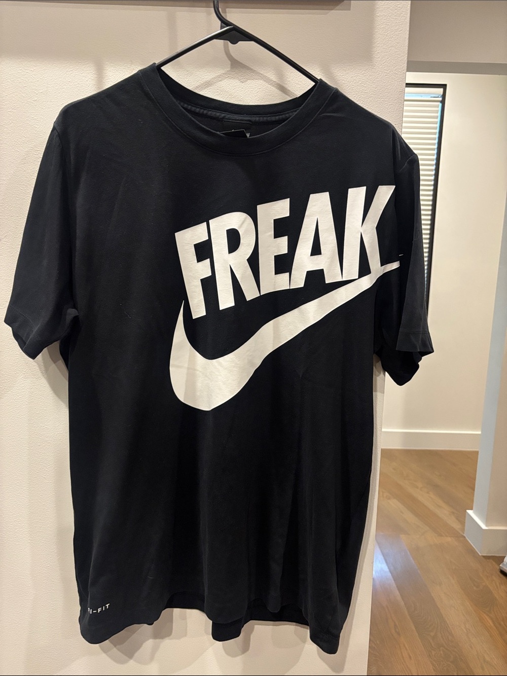 Nike Large Black Tee with White FREAK Graphic